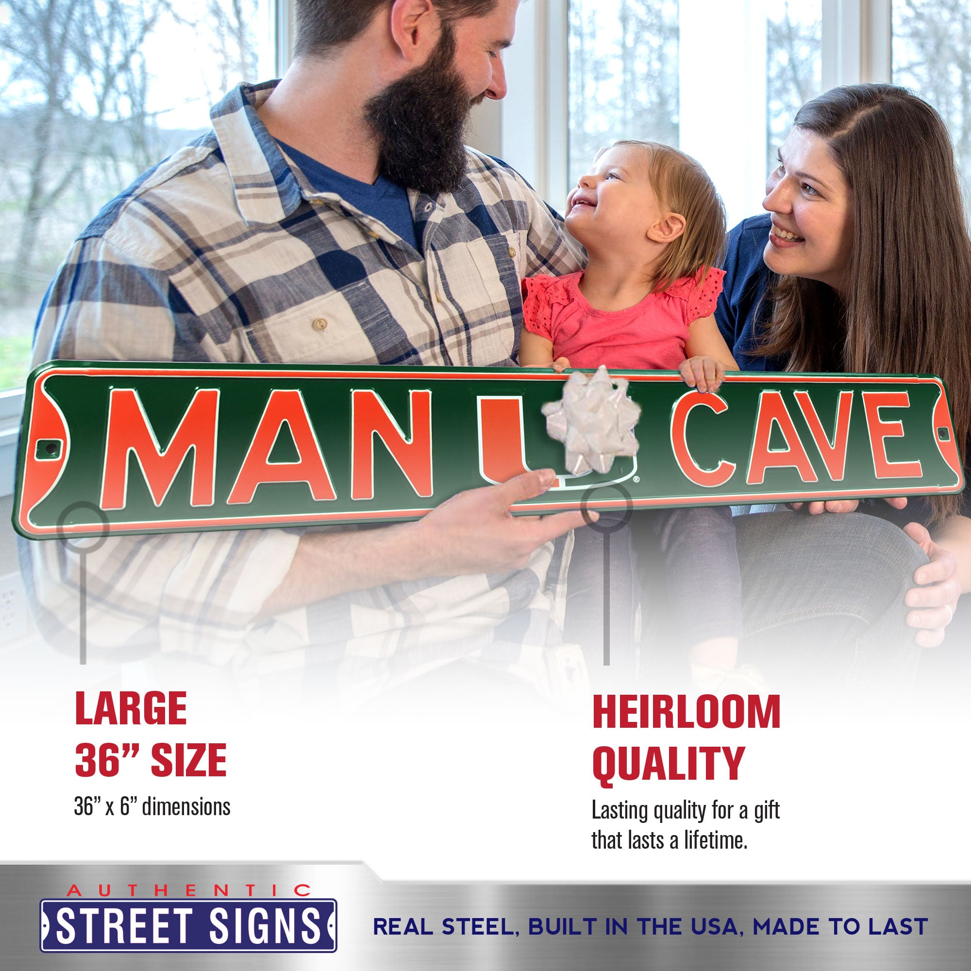 Miami Hurricanes - MAN CAVE - Embossed Steel Street Sign