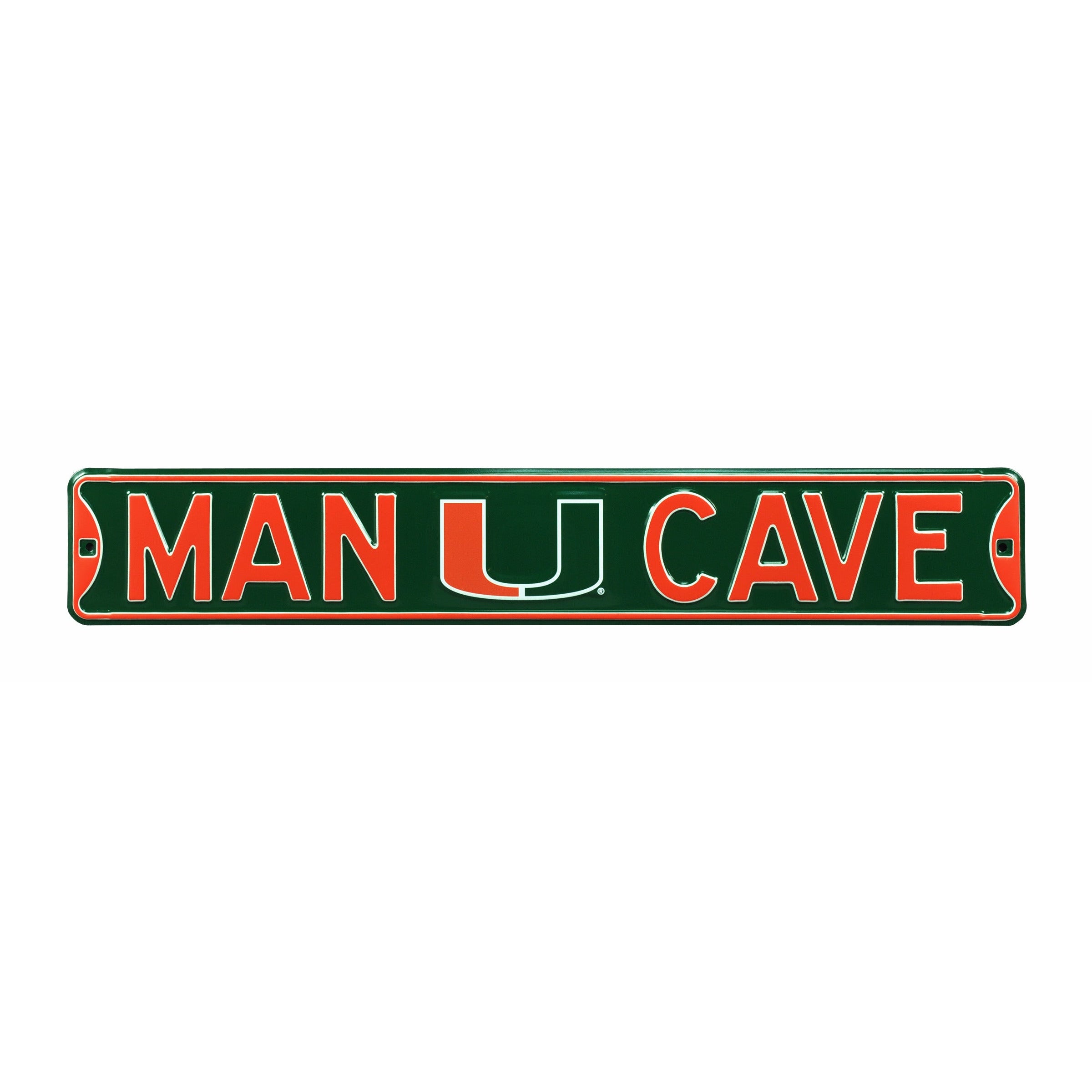 Miami Hurricanes - MAN CAVE - Embossed Steel Street Sign