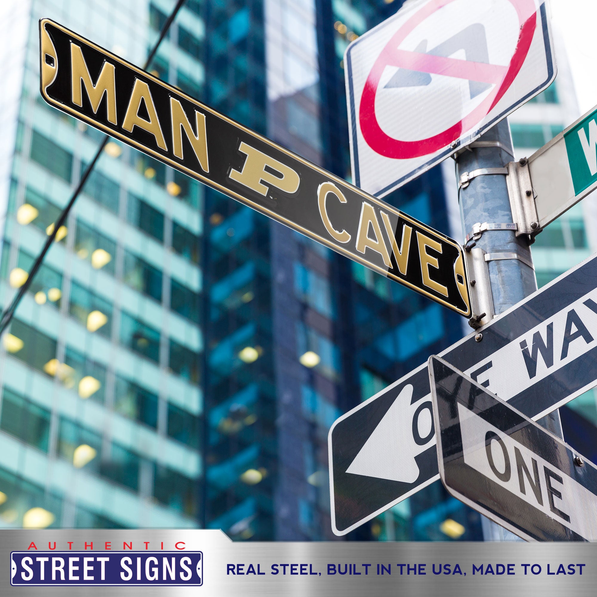Purdue Boilermakers - MAN CAVE - Embossed Steel Street Sign