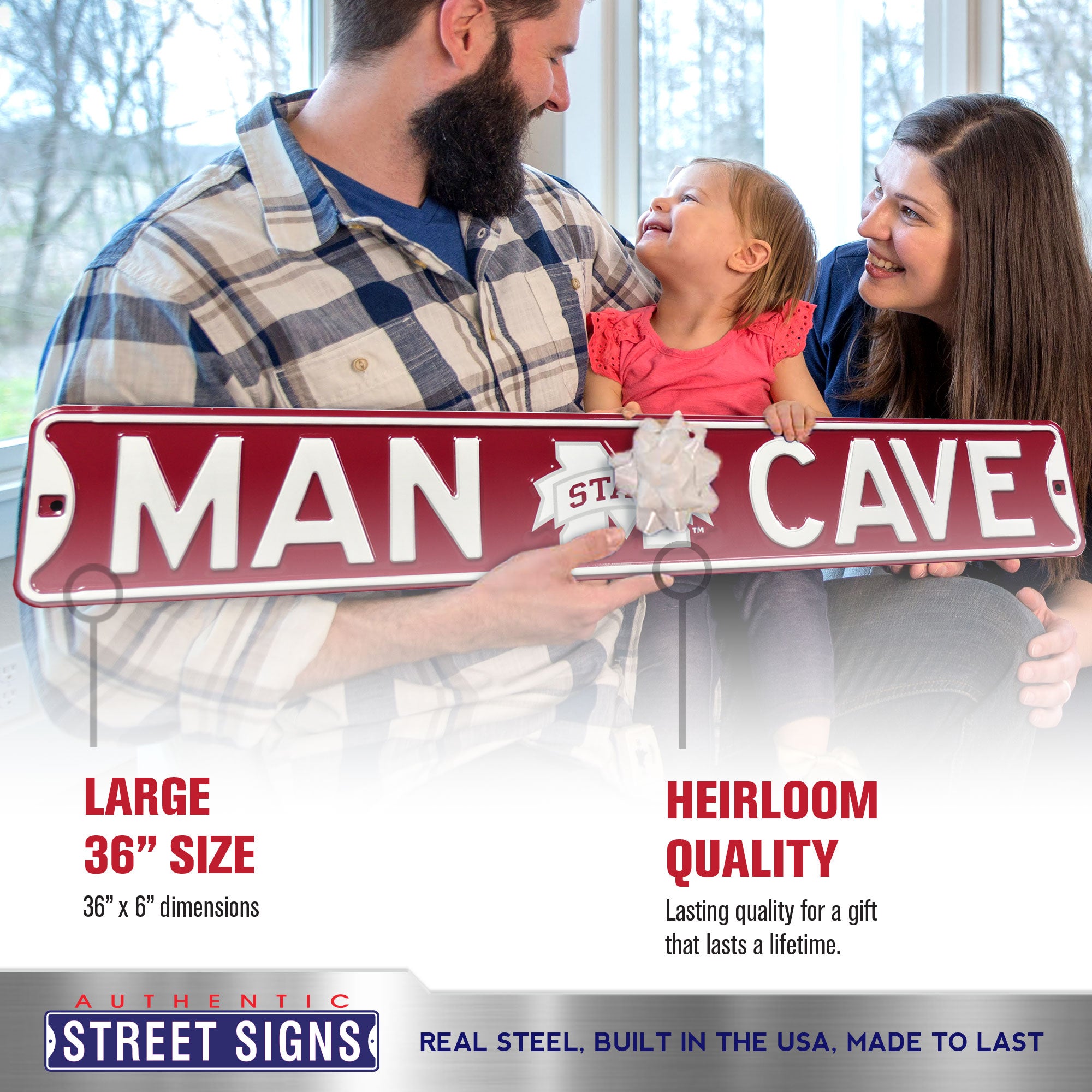 Mississippi State Bulldogs - MAN CAVE - Embossed Steel Street Sign