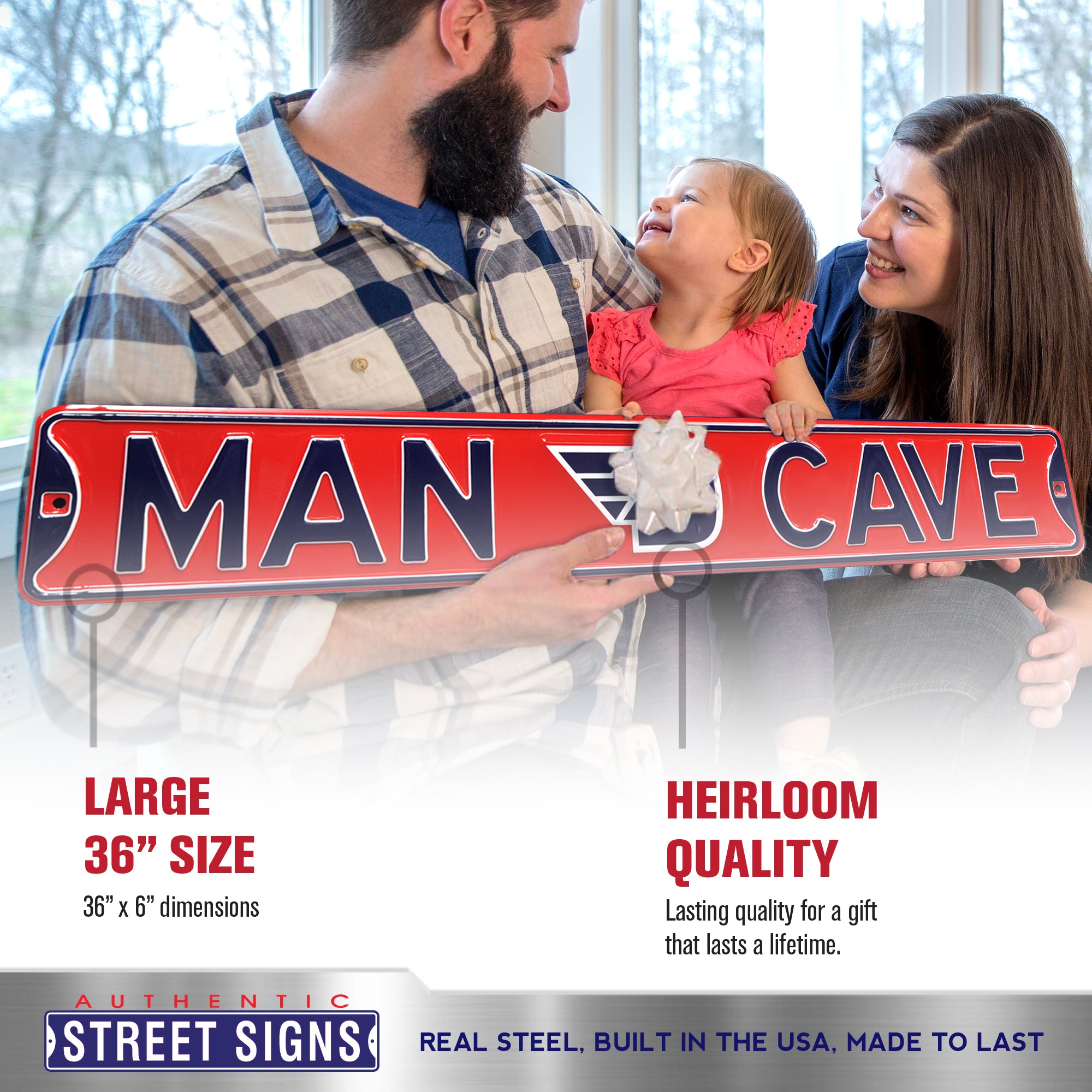Dayton Flyers - MAN CAVE - Embossed Steel Street Sign
