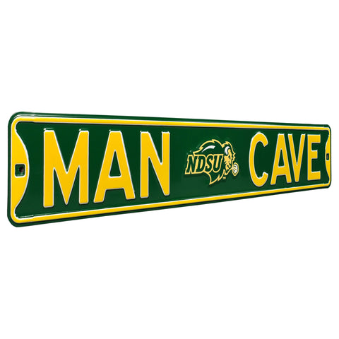North Dakota State Bison - MAN CAVE - Embossed Steel Street Sign