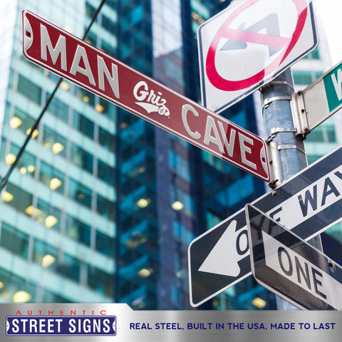 Montana Grizzlies - MAN CAVE - Embossed Steel Street Sign