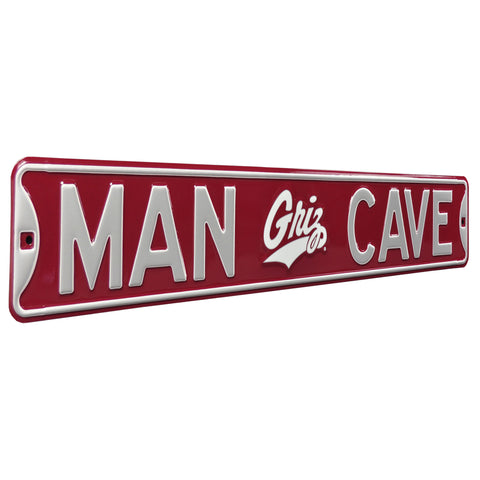 Montana Grizzlies - MAN CAVE - Embossed Steel Street Sign