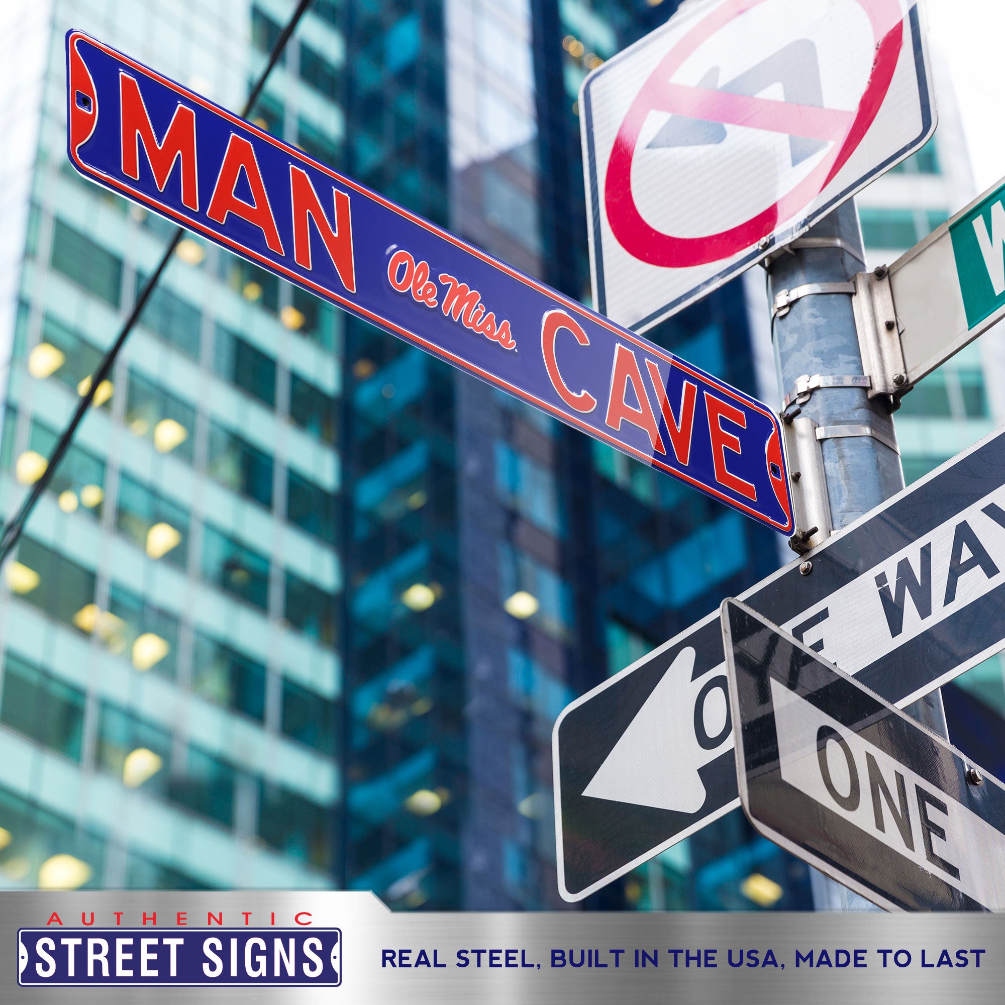 Ole Miss Rebels - MAN CAVE - Embossed Steel Street Sign