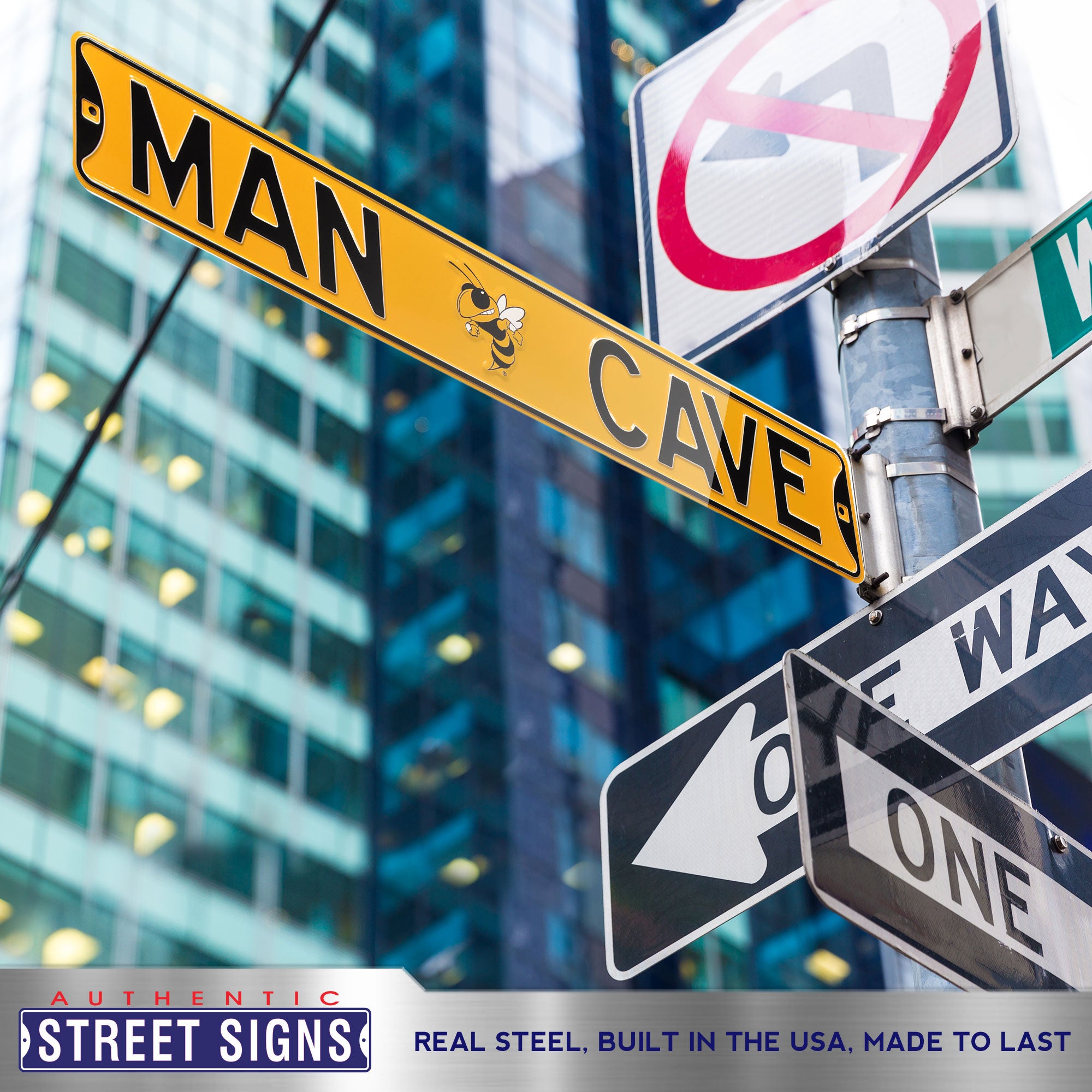 Georgia Tech Yellow Jackets - MAN CAVE - Embossed Steel Street Sign