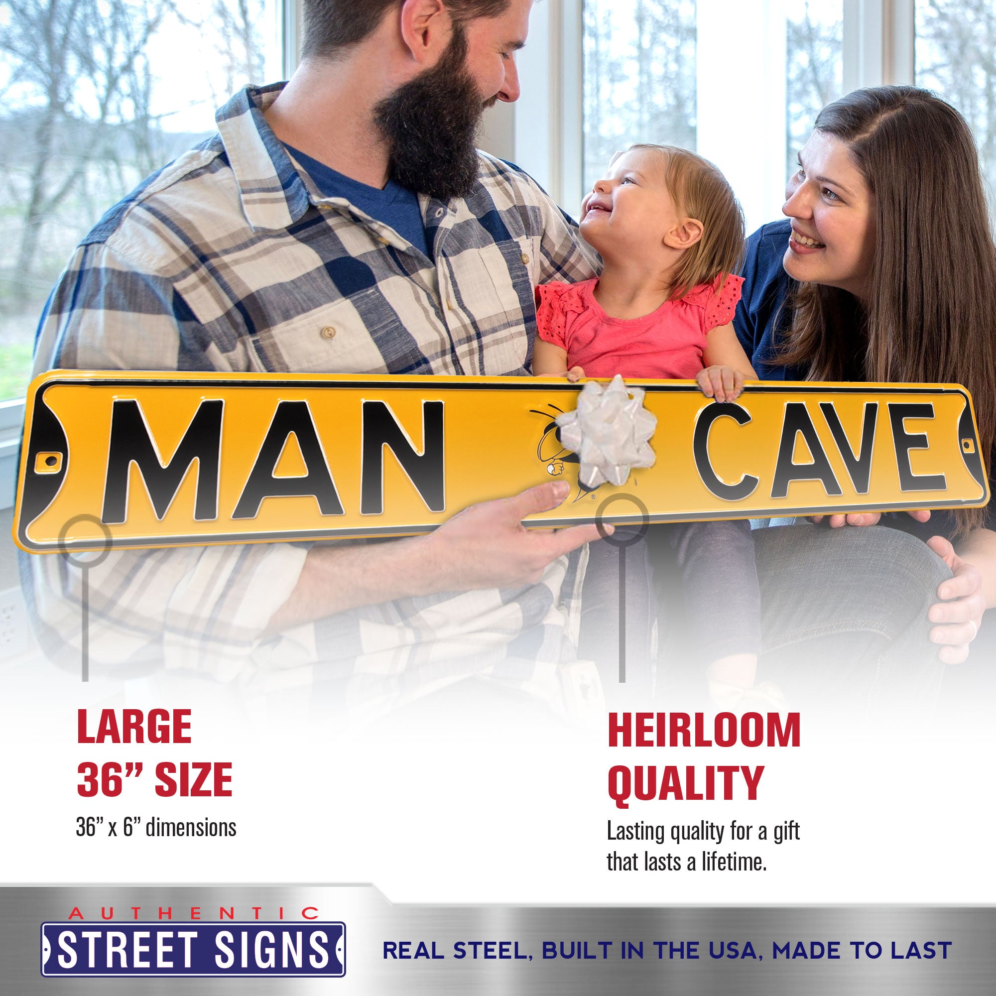 Georgia Tech Yellow Jackets - MAN CAVE - Embossed Steel Street Sign
