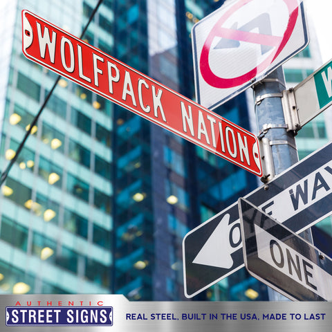 NC State Wolfpack - WOLFPACK NATION - Embossed Steel Street Sign