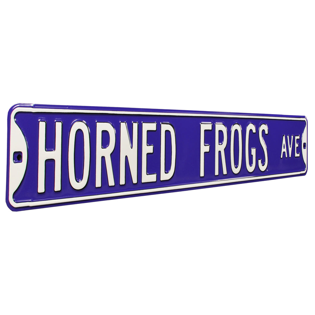 TCU Horned Frogs - HORNED FROGS AVE - Embossed Steel Street Sign