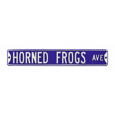 TCU Horned Frogs - HORNED FROGS AVE - Embossed Steel Street Sign