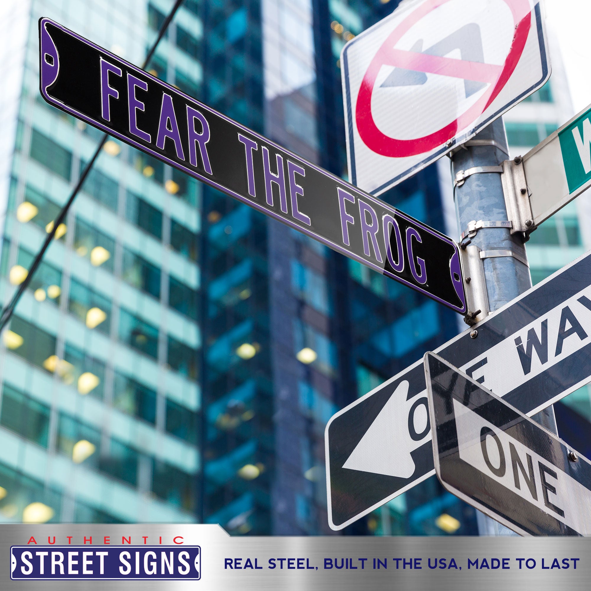 TCU Horned Frogs - FEAR THE FROG - Embossed Steel Street Sign