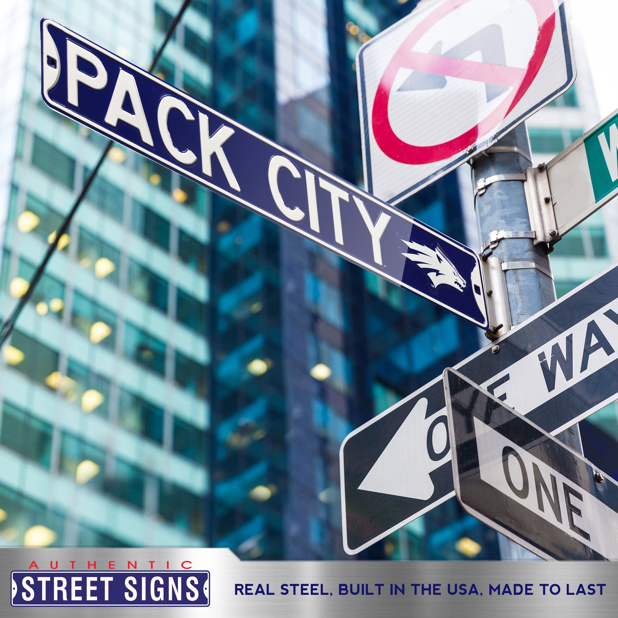 Nevada Wolfpack - PACK CITY - Embossed Steel Street Sign