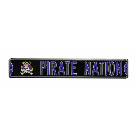 East Carolina Pirates - PIRATE NATION - Embossed Steel Street Sign