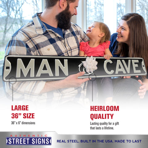 Boise State Broncos - MAN CAVE - Black Embossed Steel Street Sign