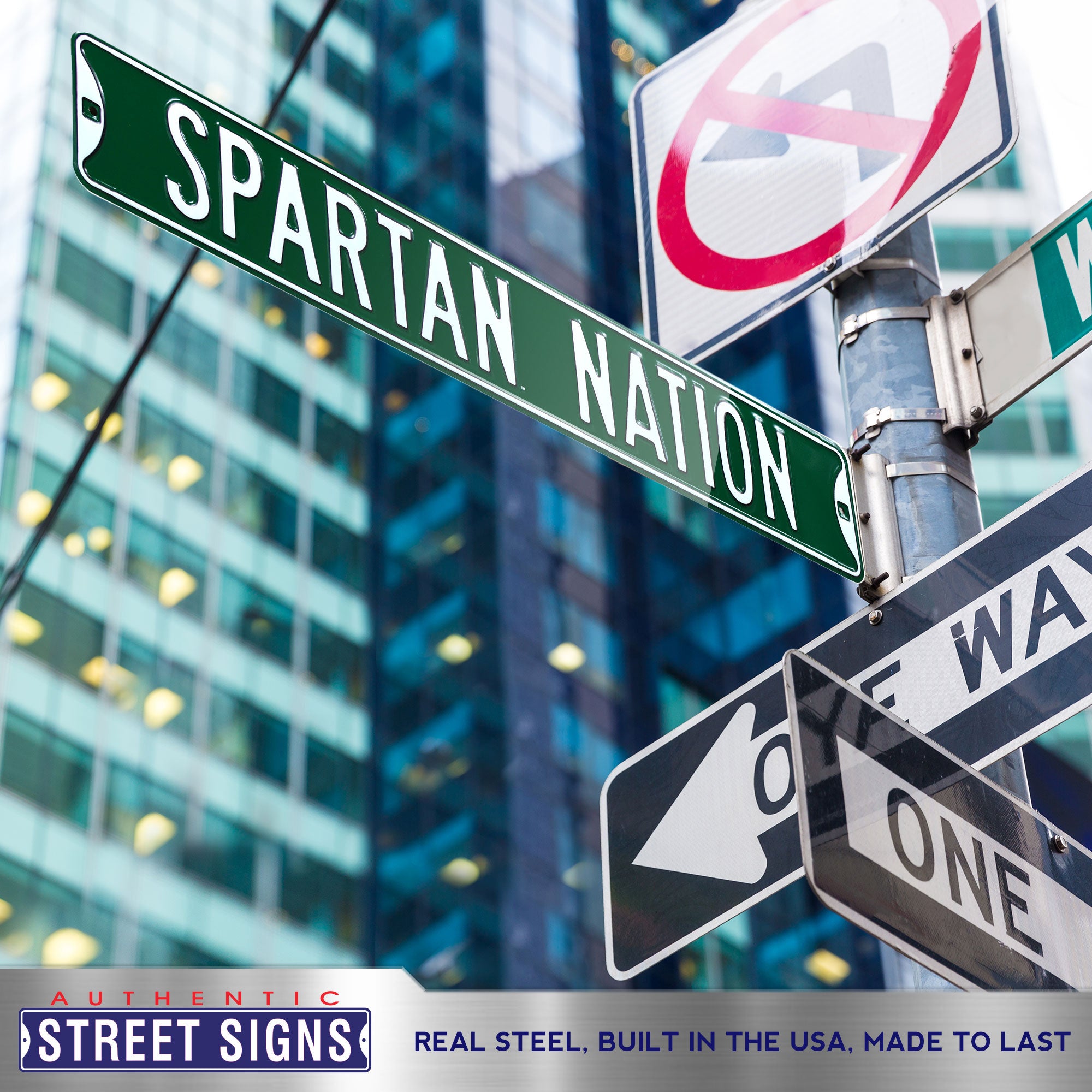 Michigan State Spartans - SPARTAN NATION - Embossed Steel Street Sign