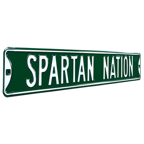 Michigan State Spartans - SPARTAN NATION - Embossed Steel Street Sign