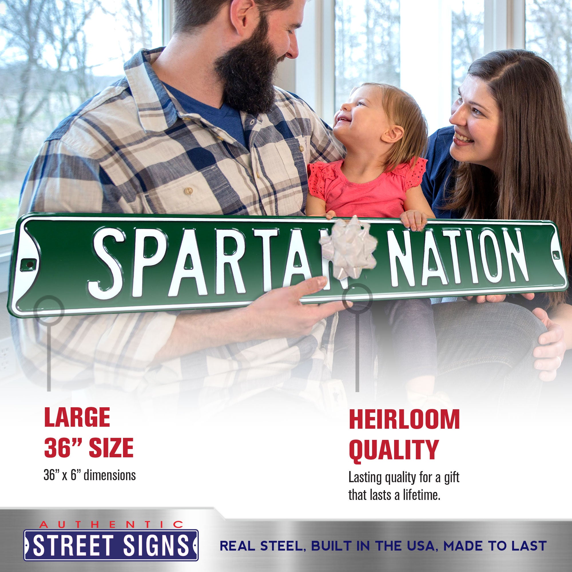Michigan State Spartans - SPARTAN NATION - Embossed Steel Street Sign