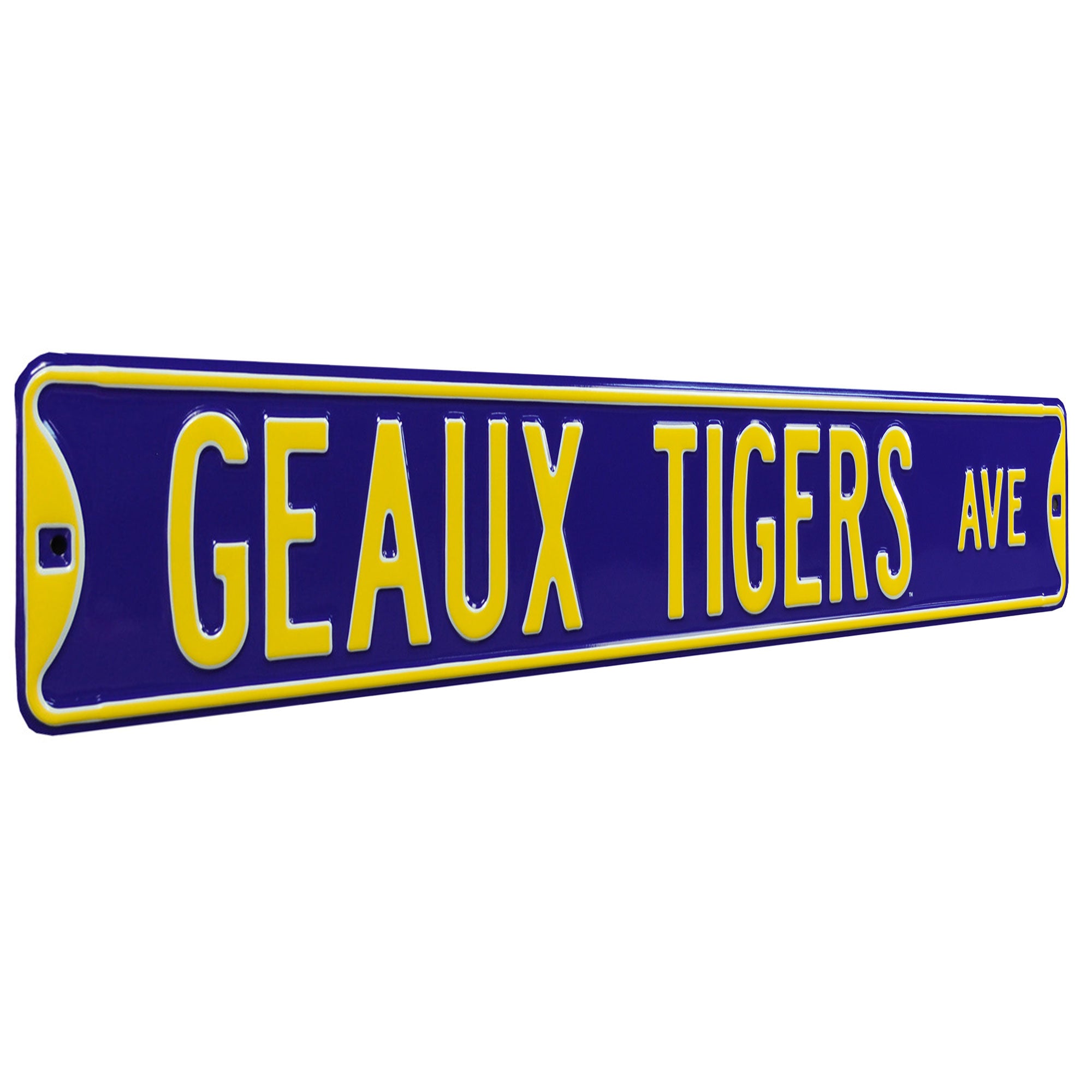 LSU Tigers - GEAUX TIGERS AVE - Embossed Steel Street Sign