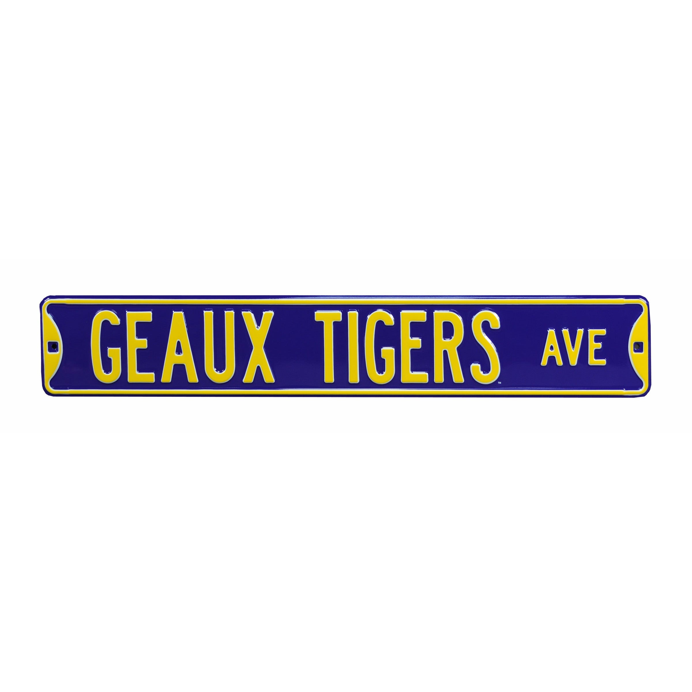 LSU Tigers - GEAUX TIGERS AVE - Embossed Steel Street Sign