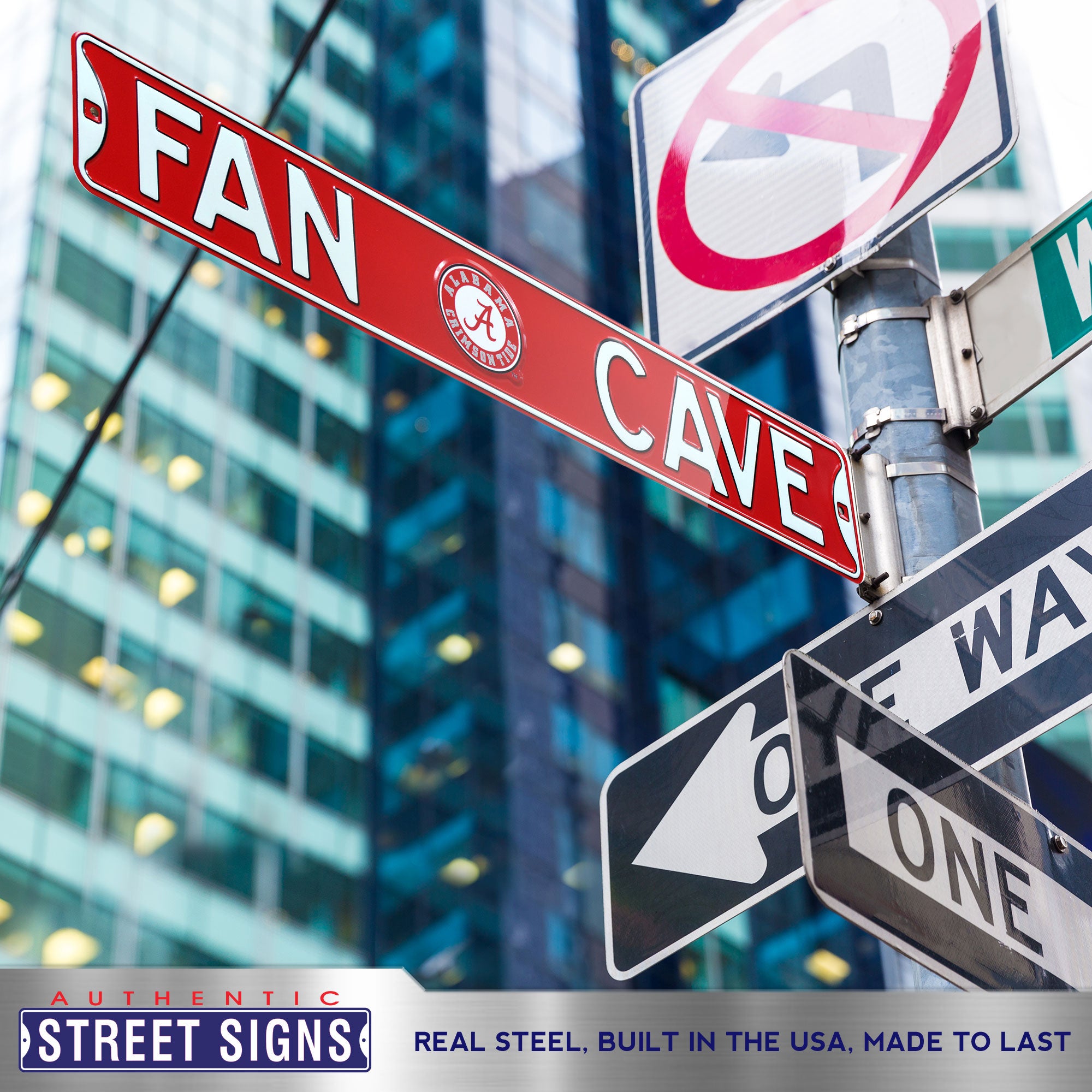Alabama Crimson Tide - FAN CAVE - Embossed Steel Street Sign