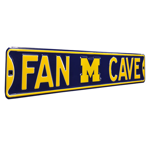 Michigan Wolverines - FAN CAVE - Embossed Steel Street Sign
