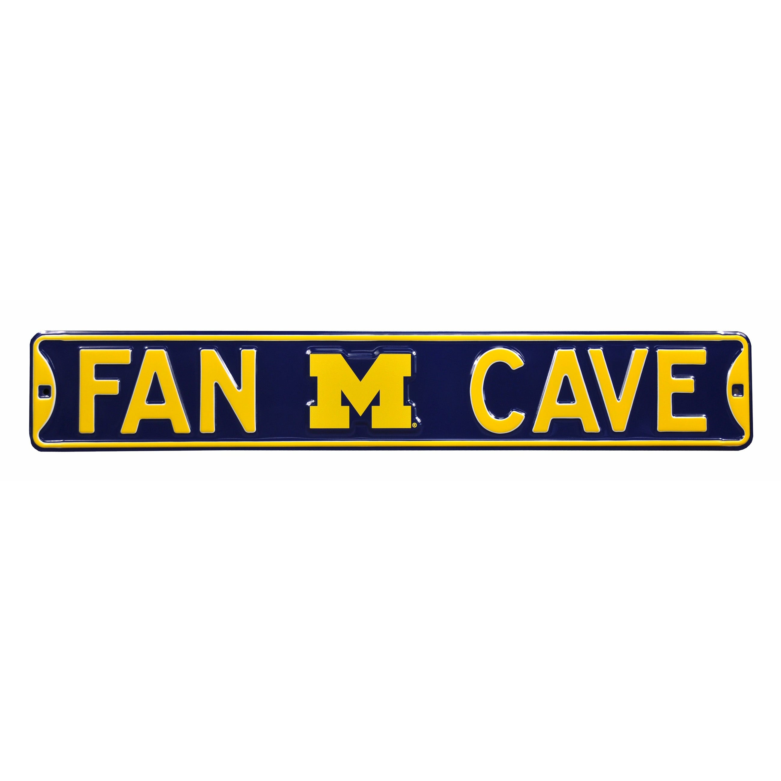 Michigan Wolverines - FAN CAVE - Embossed Steel Street Sign