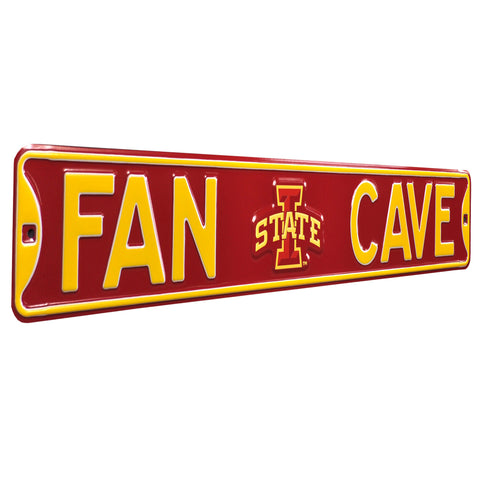 Iowa State Cyclones - FAN CAVE - Embossed Steel Street Sign