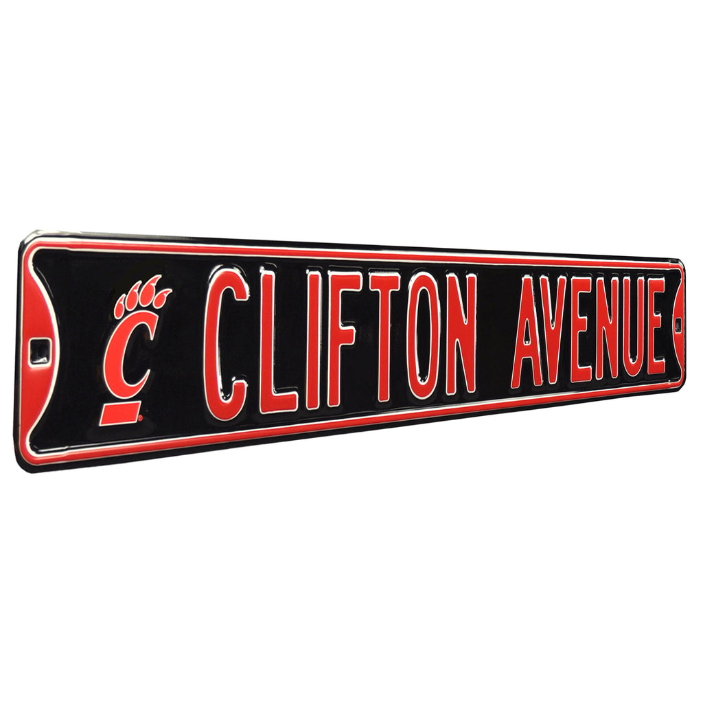 Cincinnati Bearcats - CLIFTON AVE - Embossed Steel Street Sign