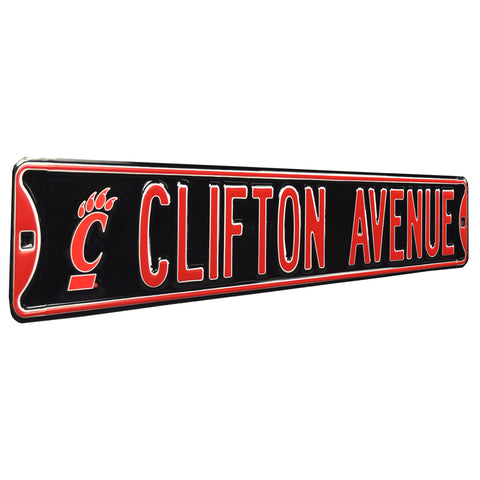 Cincinnati Bearcats - CLIFTON AVE - Embossed Steel Street Sign