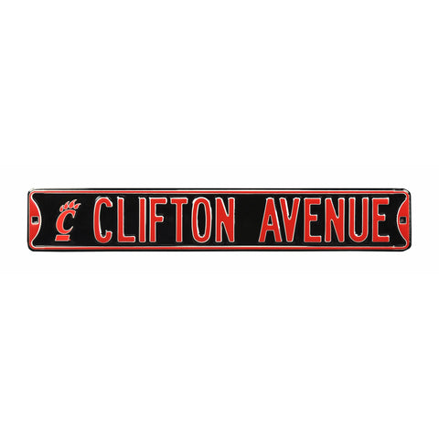 Cincinnati Bearcats - CLIFTON AVE - Embossed Steel Street Sign