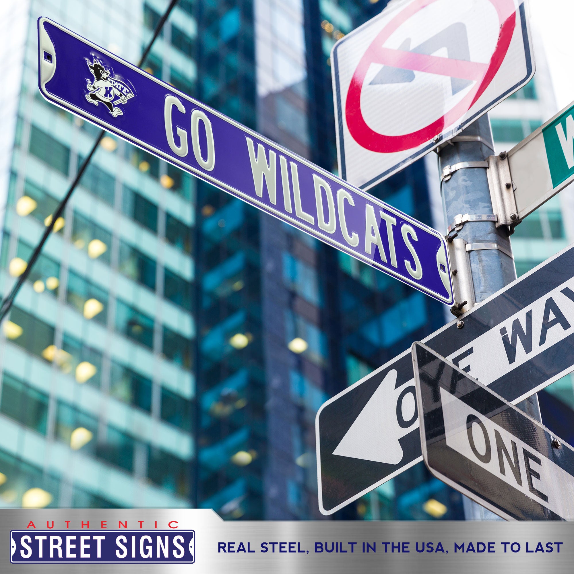 Kansas State Wildcats - GO WILDCATS! - Embossed Steel Street Sign