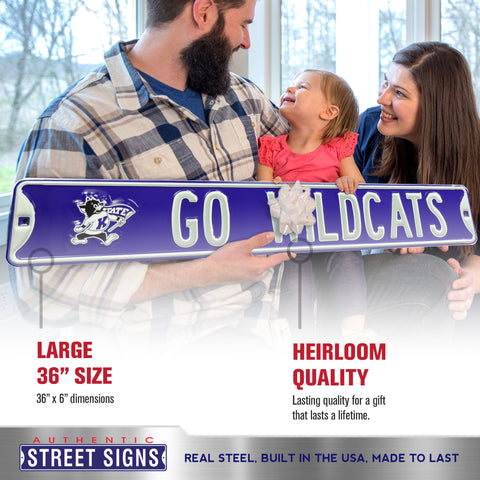 Kansas State Wildcats - GO WILDCATS! - Embossed Steel Street Sign