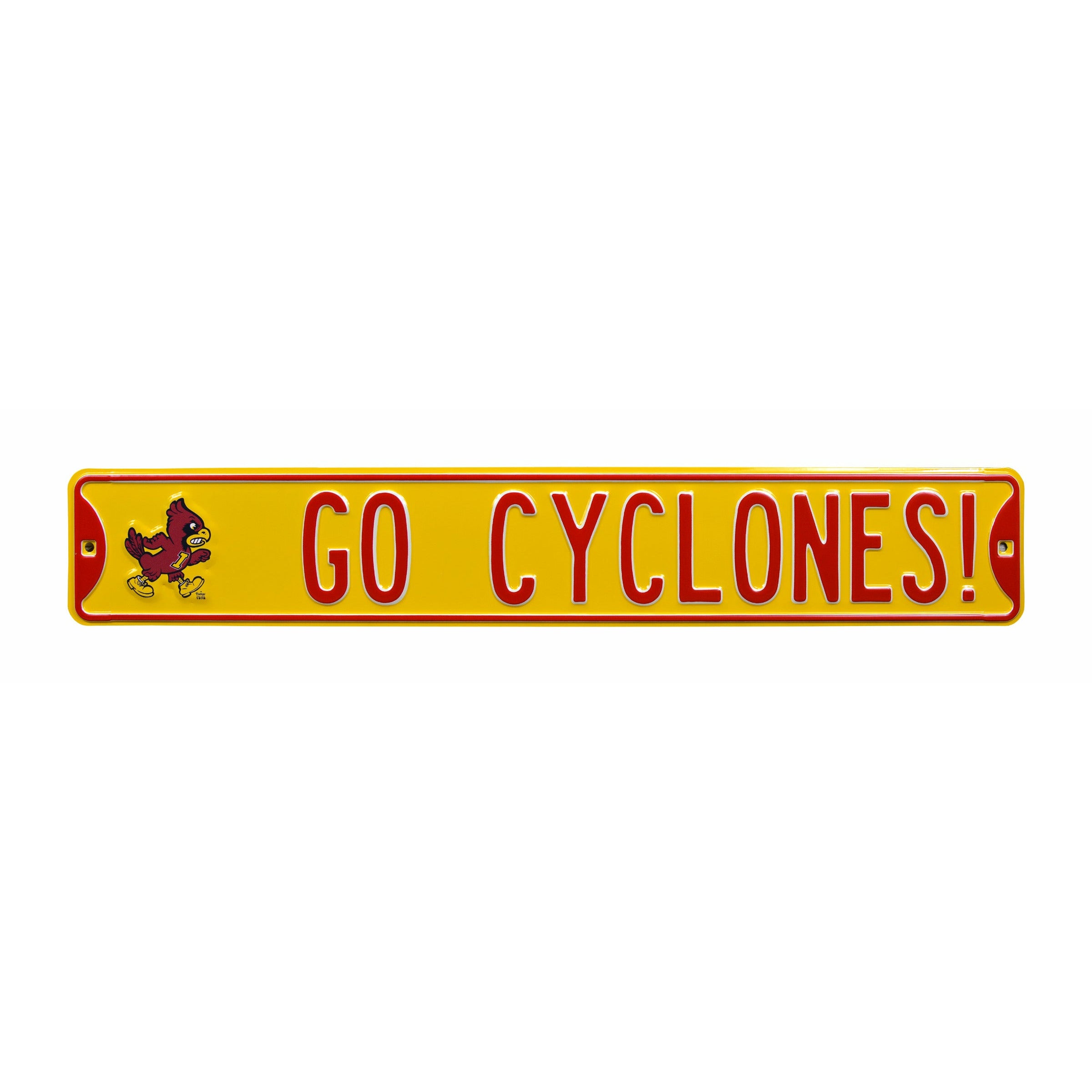 Iowa State Cyclones - GO CYCLONES! - Embossed Steel Street Sign