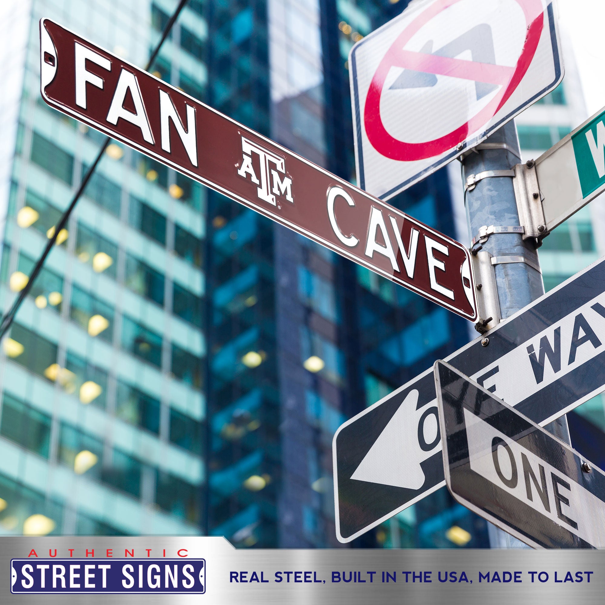 Texas A&M Aggies - FAN CAVE - Embossed Steel Street Sign
