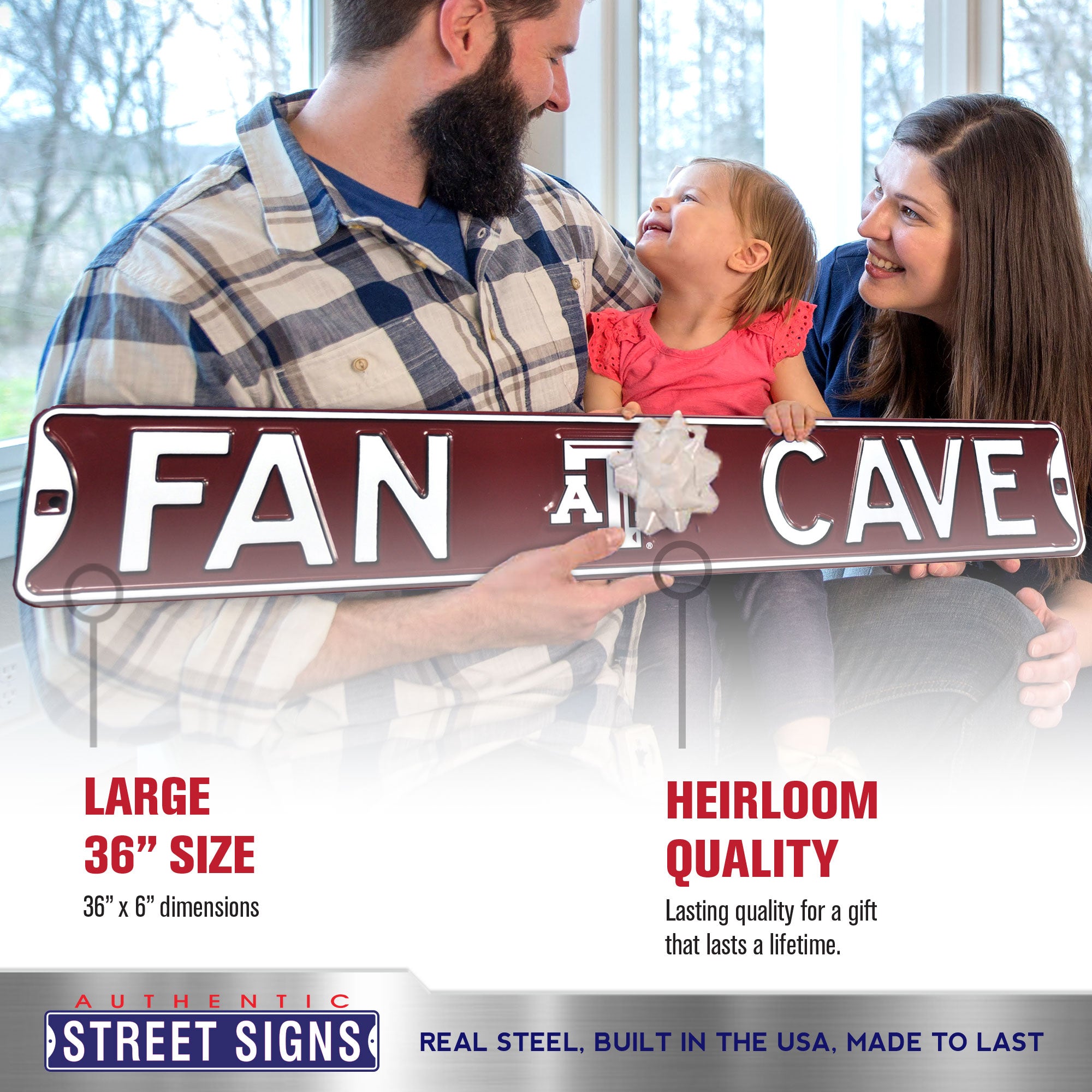 Texas A&M Aggies - FAN CAVE - Embossed Steel Street Sign