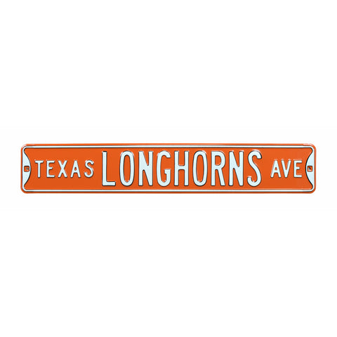 Texas Longhorns - TEXAS LONGHORNS AVE - Embossed Steel Street Sign