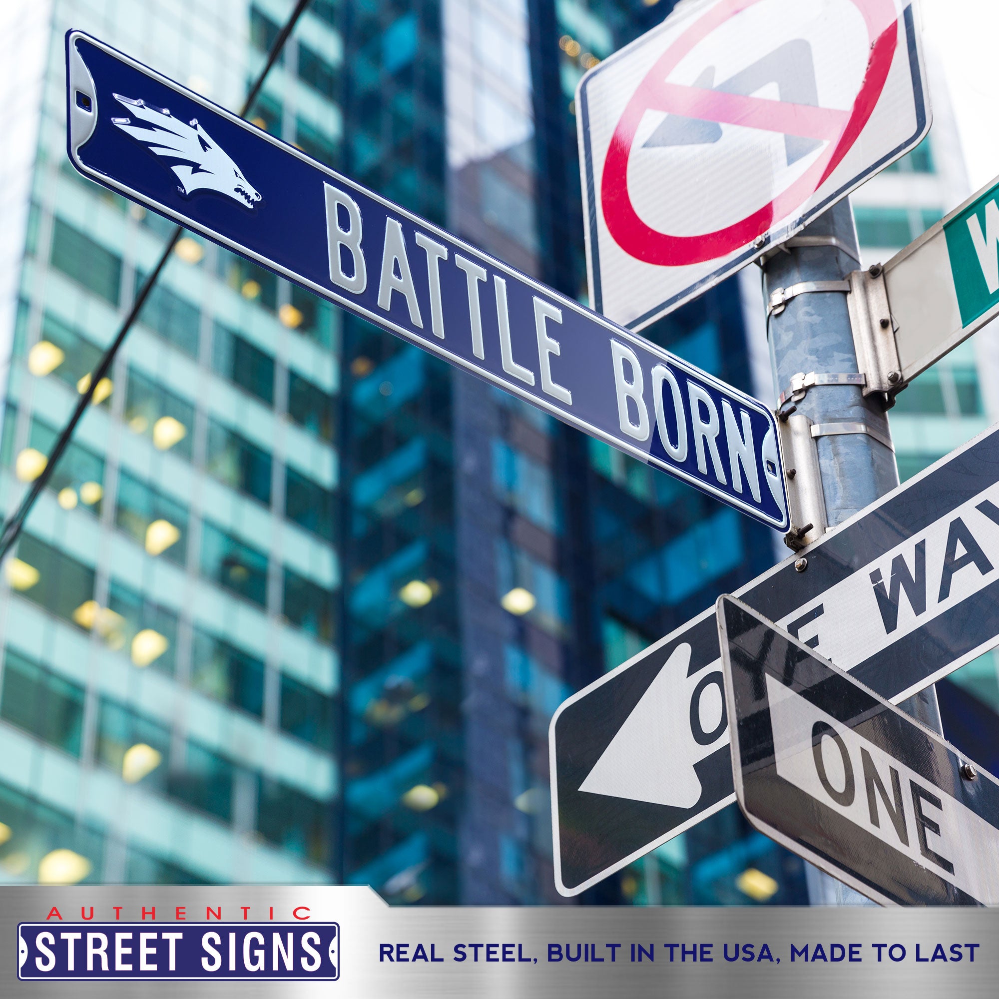 Nevada Wolfpack - BATTLE BORN - Embossed Steel Street Sign
