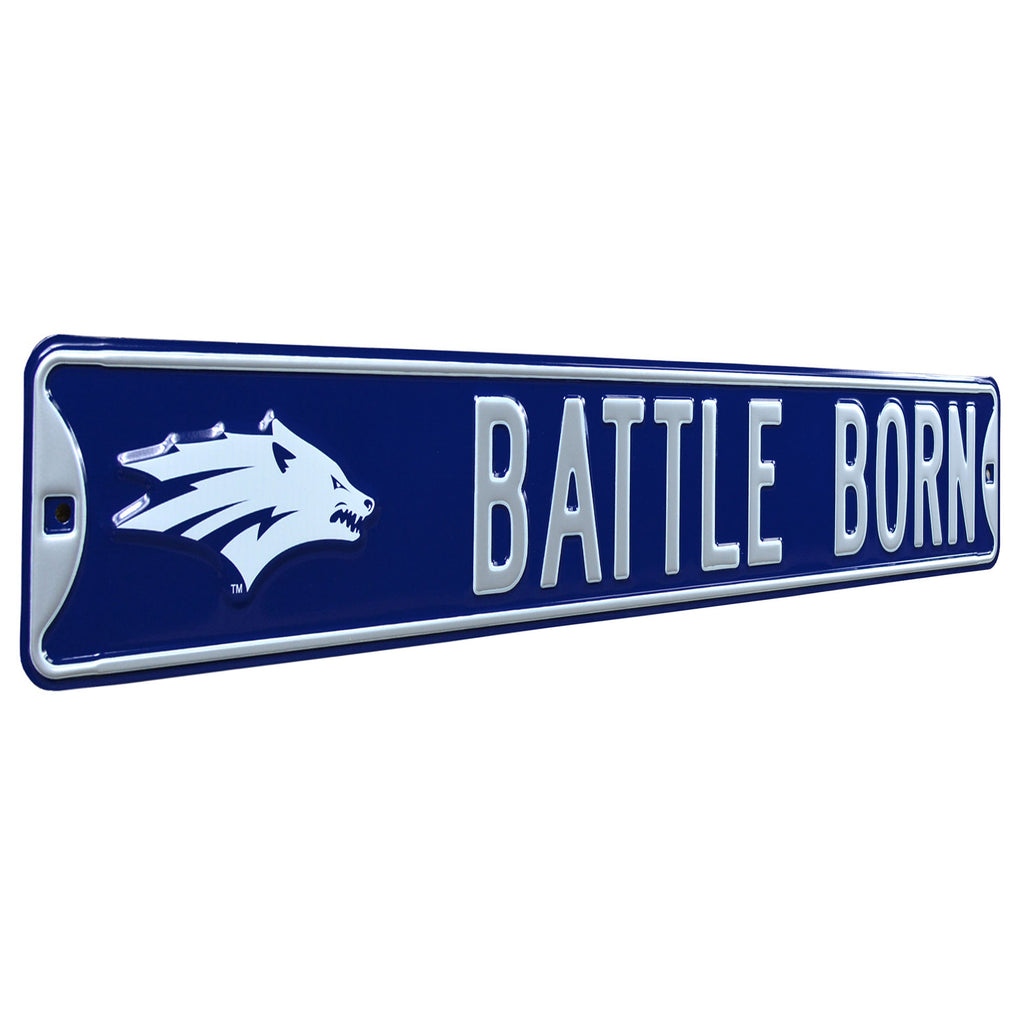 Nevada Wolfpack - BATTLE BORN - Embossed Steel Street Sign