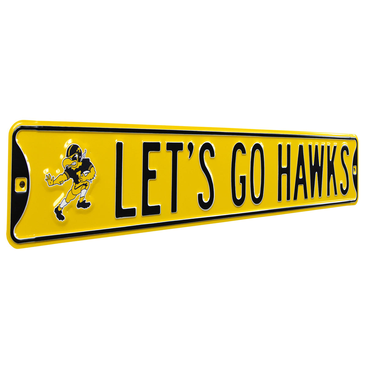 Iowa Hawkeyes - LET'S GO HAWKS - Embossed Steel Street Sign ...