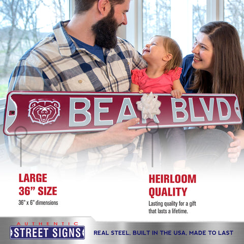 Missouri State Bears - BEAR BLVD - Embossed Steel Street Sign