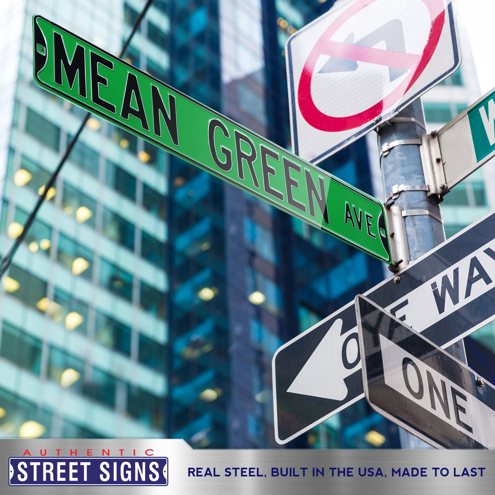 North Texas Eagles - MEAN GREEN AVE - Embossed Steel Street Sign