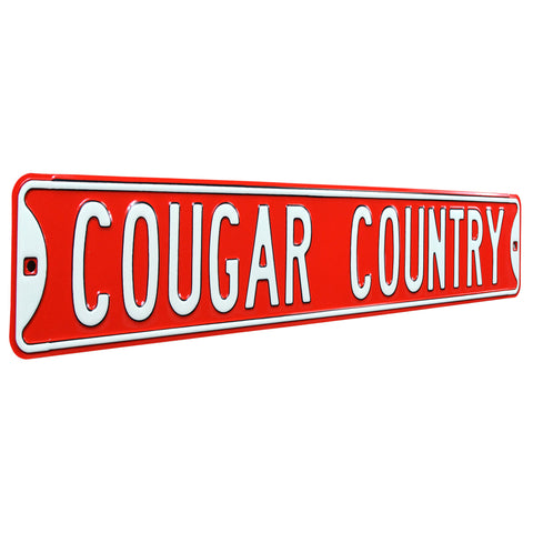 Houston Cougars - COUGAR COUNTRY - Embossed Steel Street Sign