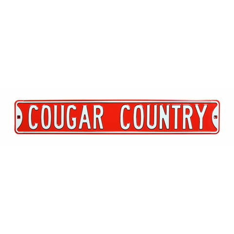 Houston Cougars - COUGAR COUNTRY - Embossed Steel Street Sign