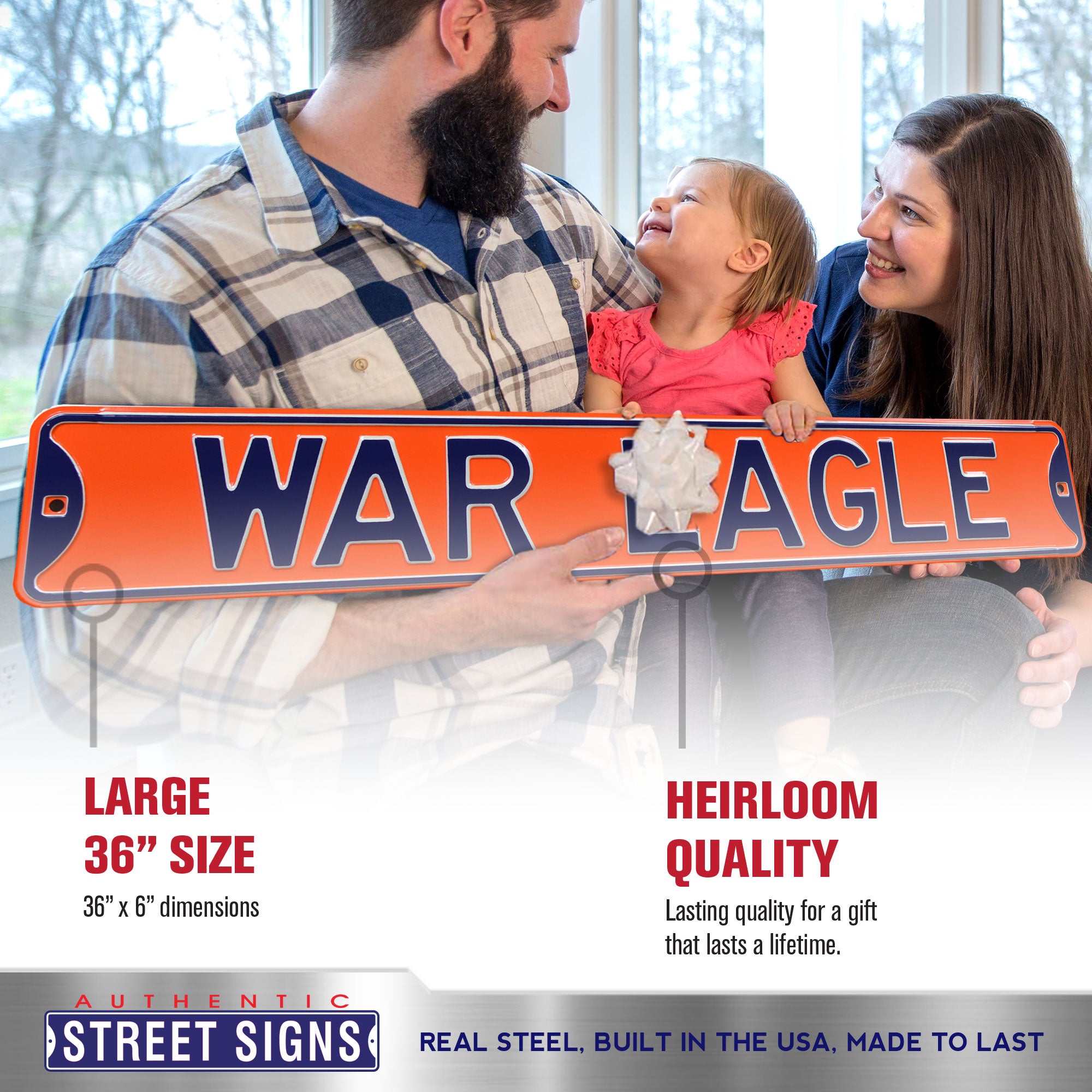 Auburn Tigers - WAR EAGLE - Embossed Steel Street Sign