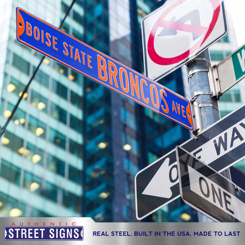 Boise State Broncos - BRONCOS AVE - Blue Embossed Steel Street Sign