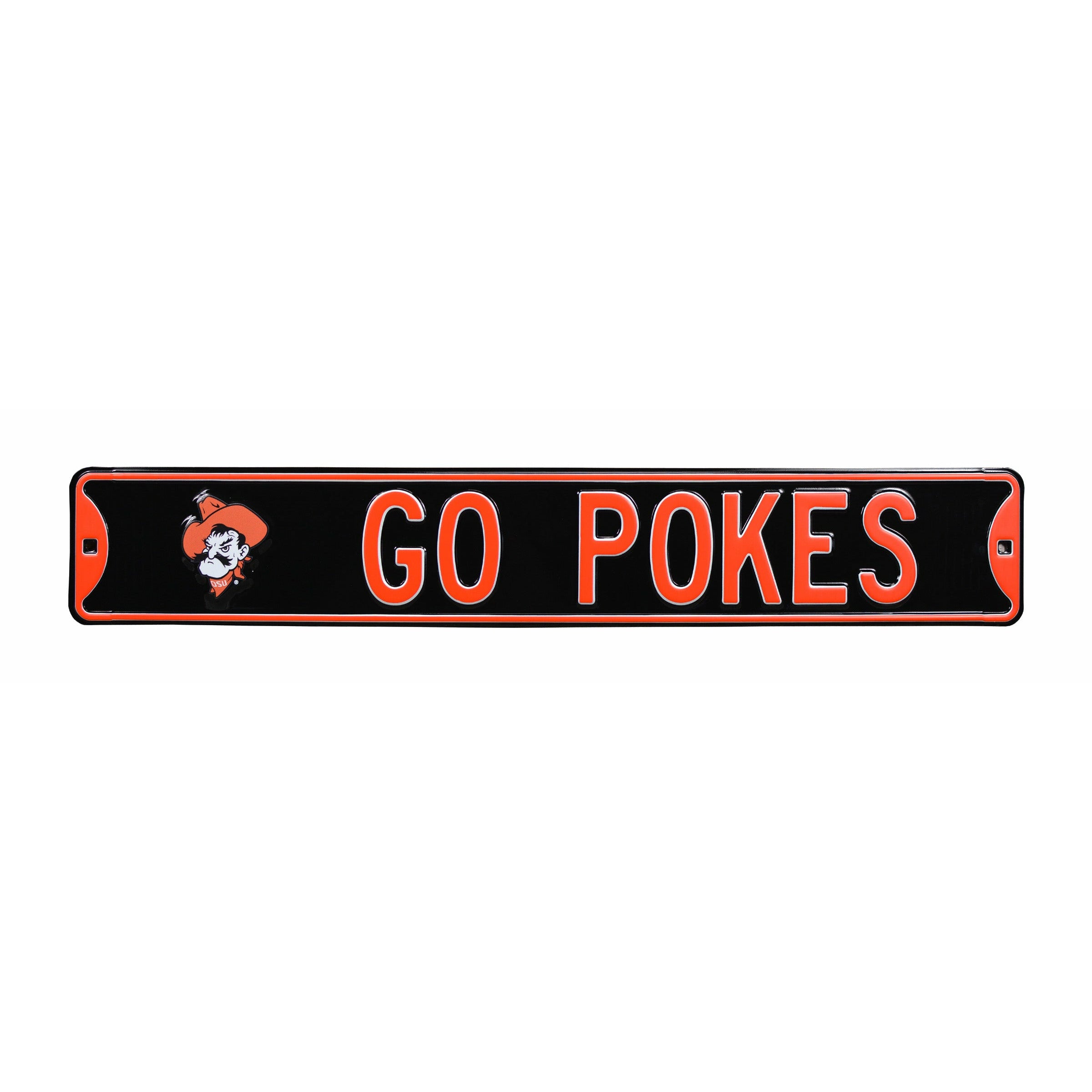 Oklahoma State Cowboys - GO POKES - Embossed Steel Street Sign