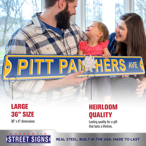 Pittsburgh Panthers - PITT PANTHERS AVE - Embossed Steel Street Sign