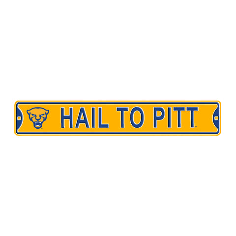 Pittsburgh Panthers - HAIL TO PITT - Embossed Steel Street Sign