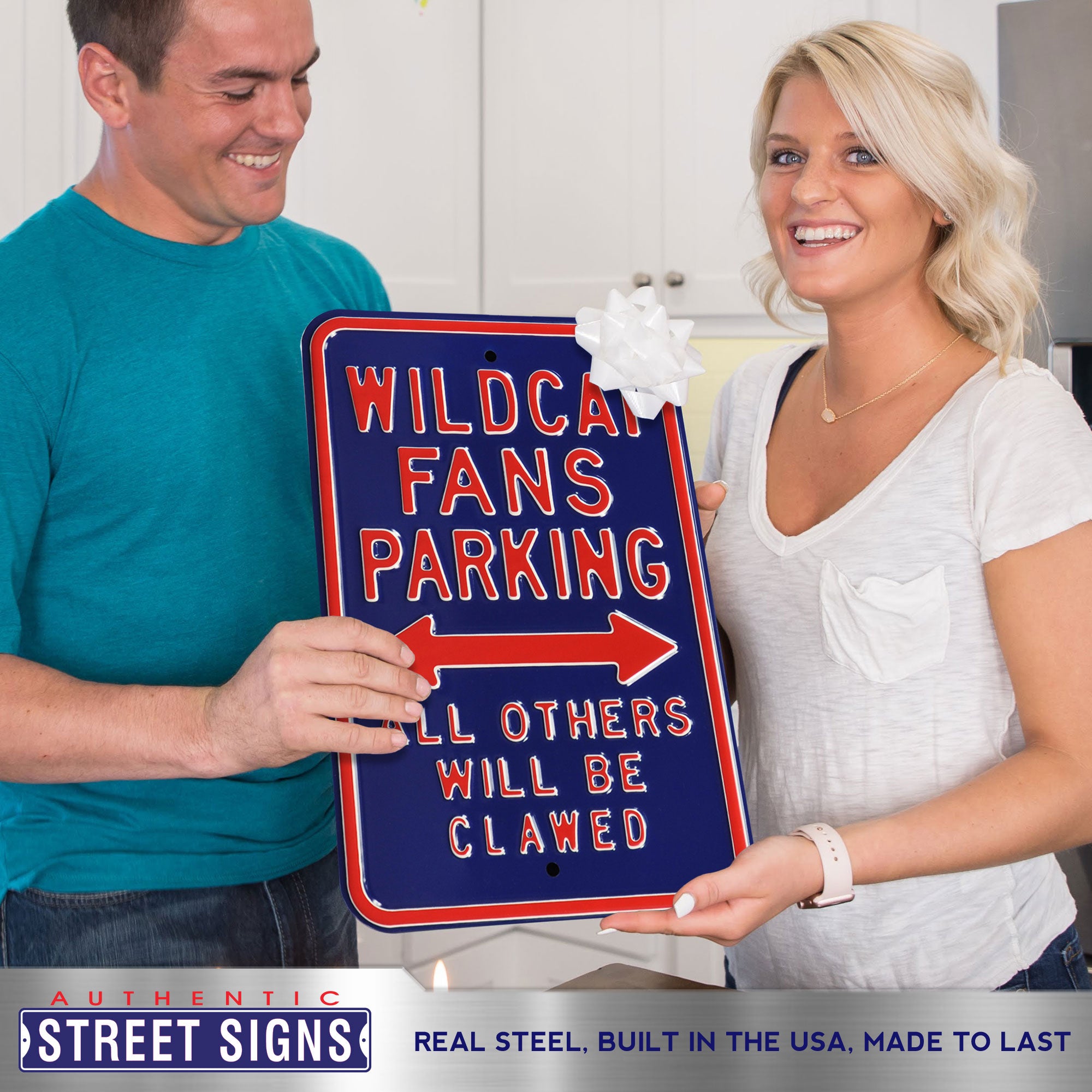 Arizona Wildcats - WILDCATS PARKING - Embossed Steel Parking Sign