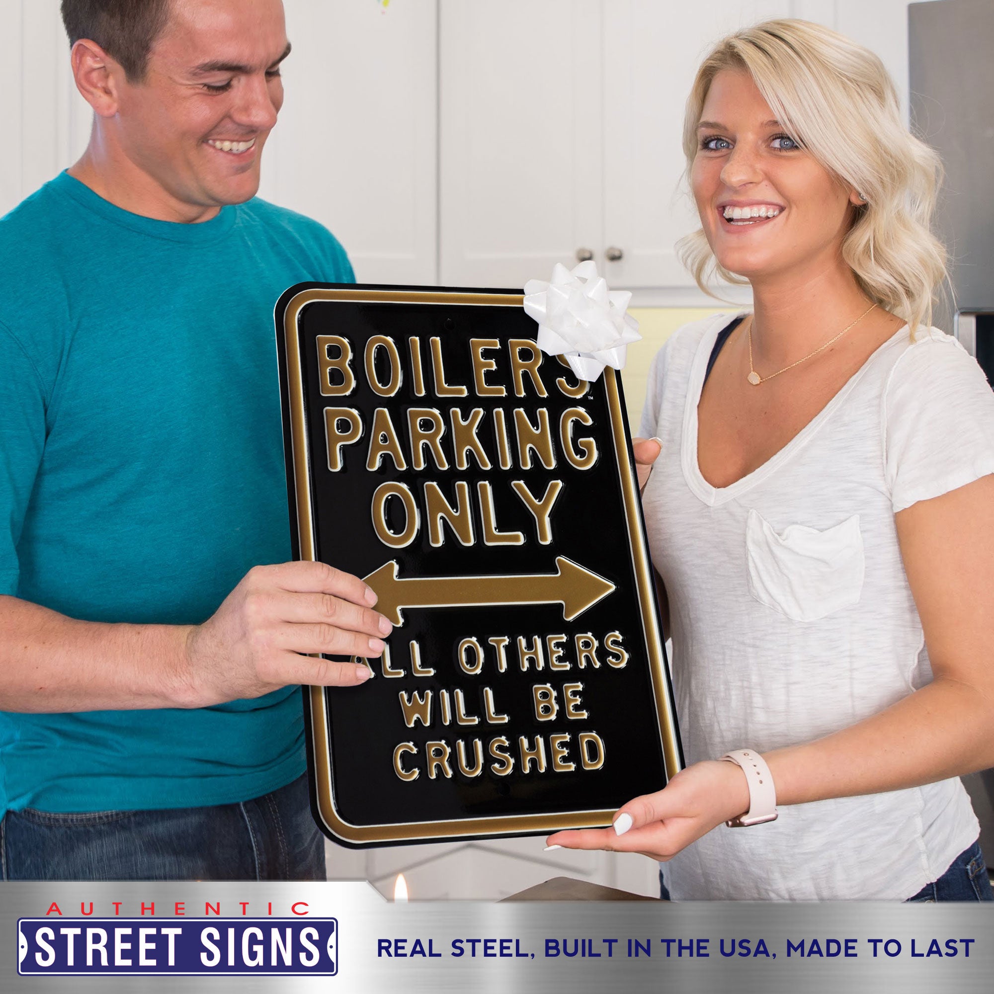 Purdue Boilermakers - ALL OTHERS CRUSHED - Embossed Steel Parking Sign